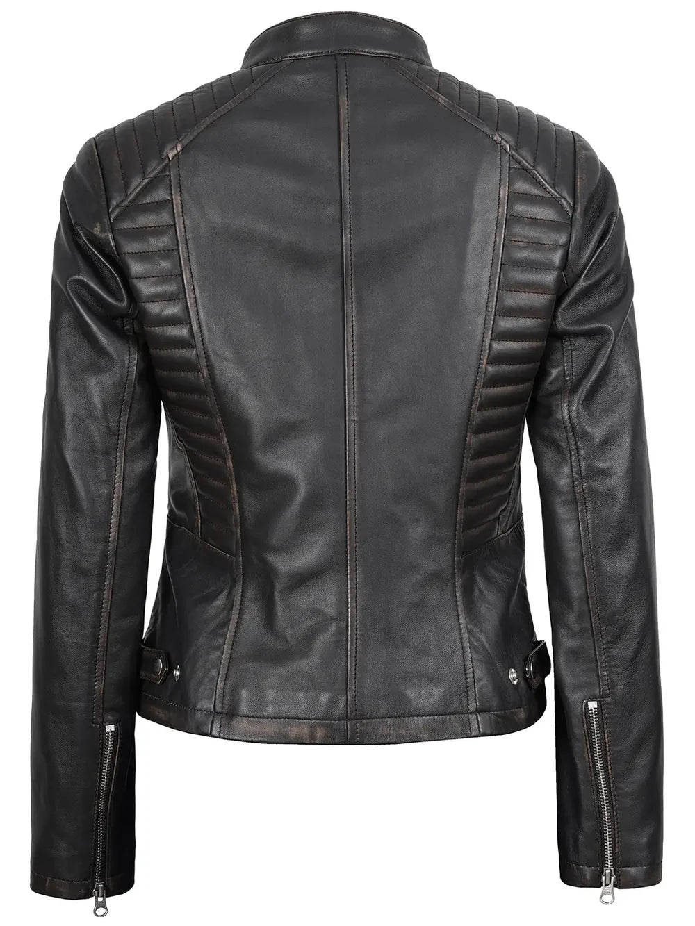 Real Leather Women's Dark Brown Biker Style Jacket