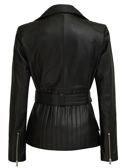 Women's Asymmetrical Black Leather Jacket