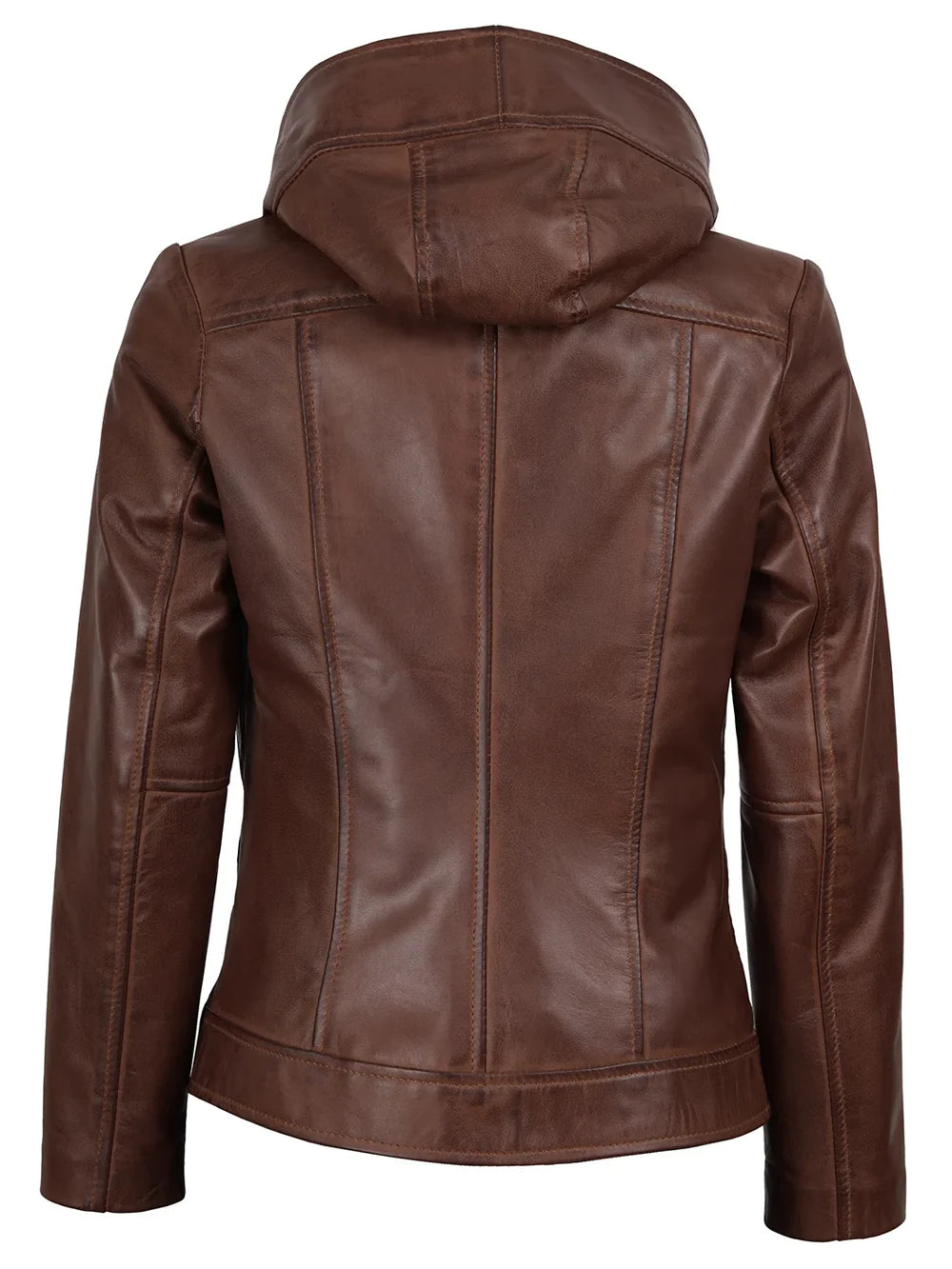 Cidra Women Asymmetrical Brown Hooded Leather Jacket