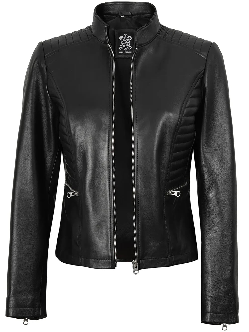 Rachel Women's Black Cafe Racer Style Leather Jacket