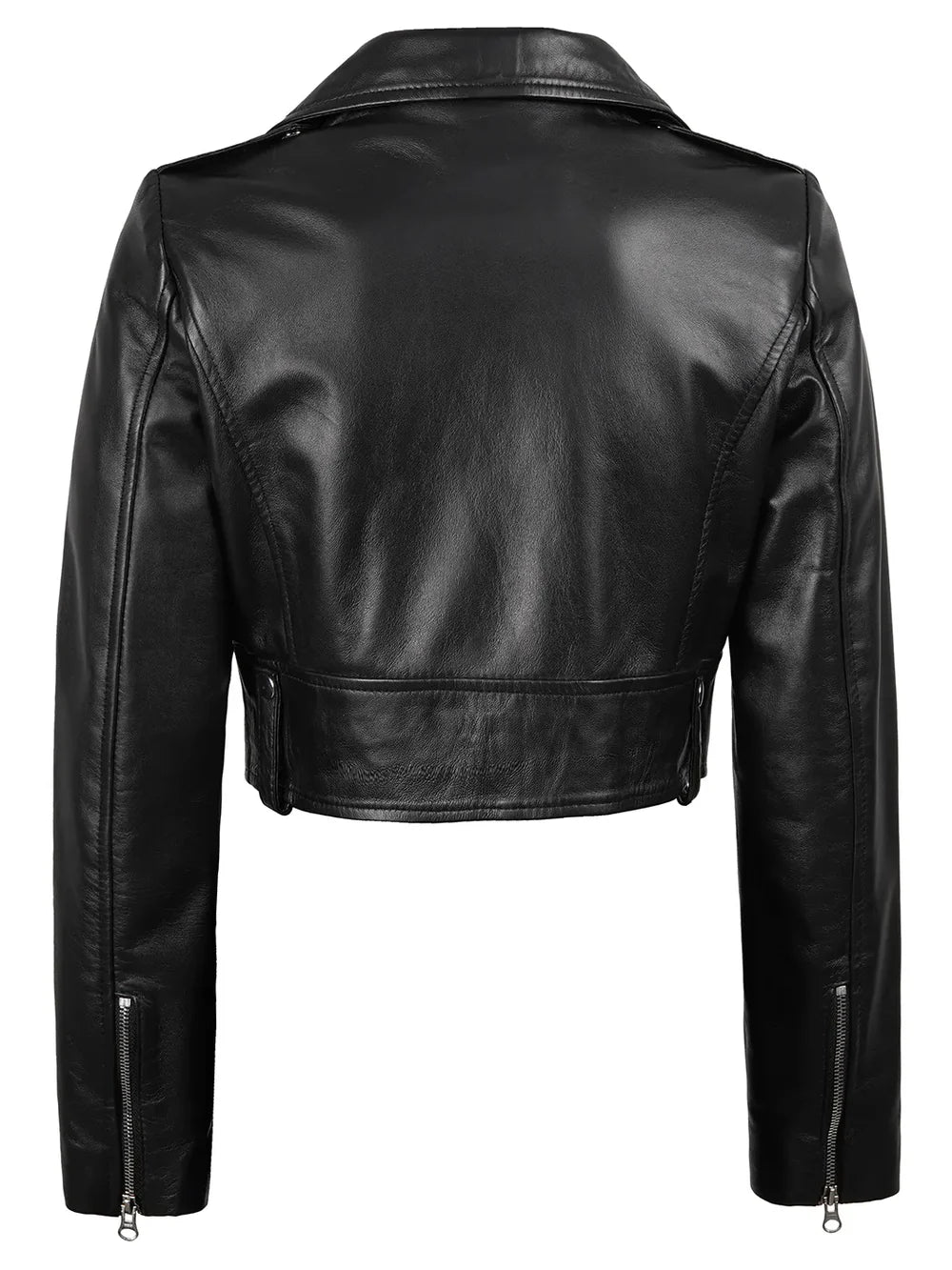 Colleen Women’s Cropped Black Biker Style Leather Jacket