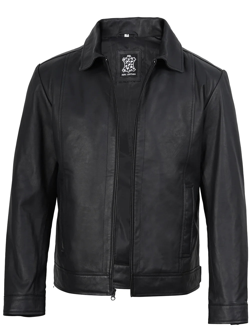 Men's Harrington Matte Black Real Leather Jacket