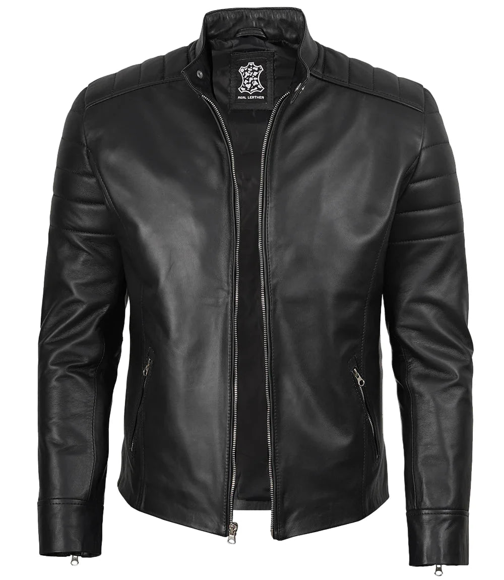 Carrie Men's Black Cafe Racer Style Leather Jacket