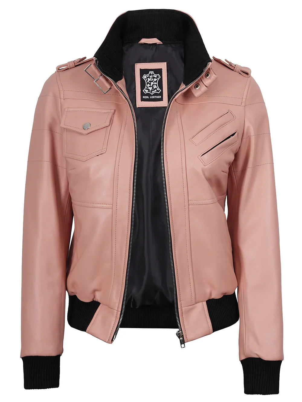 Edinburgh Women's Bomber Jacket with Hood Pink Color