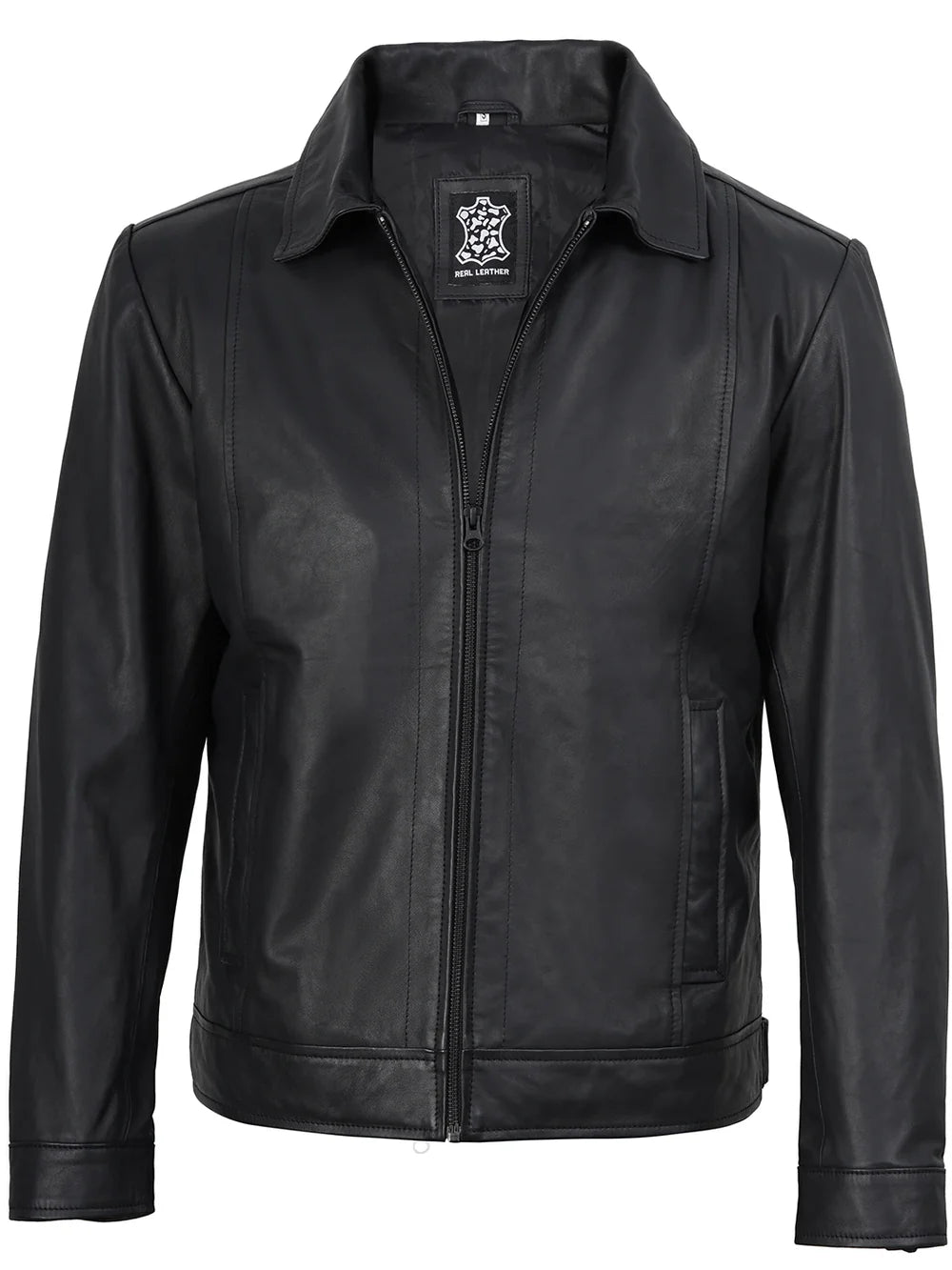 Men's Harrington Matte Black Real Leather Jacket