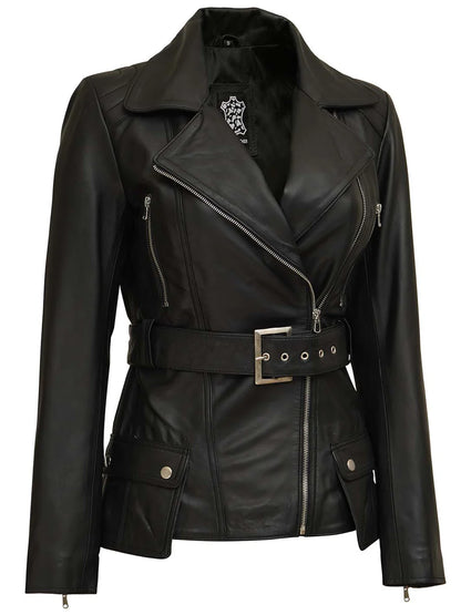 Women's Asymmetrical Black Leather Jacket