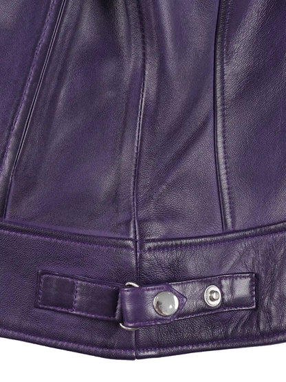 Amy Purple Cafe Racer Style Women's Leather Jacket