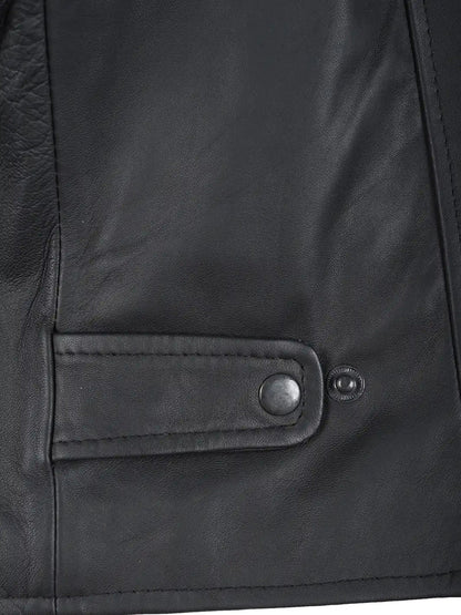 Vermont Men's Matte Black Biker Style Leather Jacket