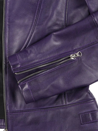Amy Purple Cafe Racer Style Women's Leather Jacket