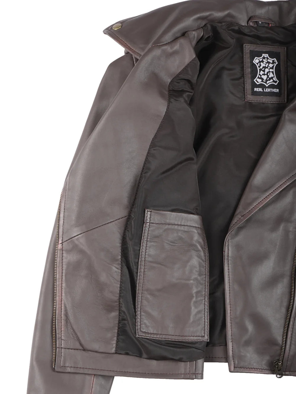 Women's Dark Brown Asymmetrical Leather Biker Jacket