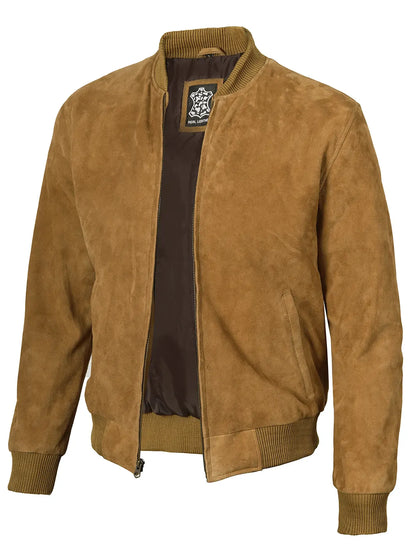 Adamsville Mens Brown Bomber Suede Jacket