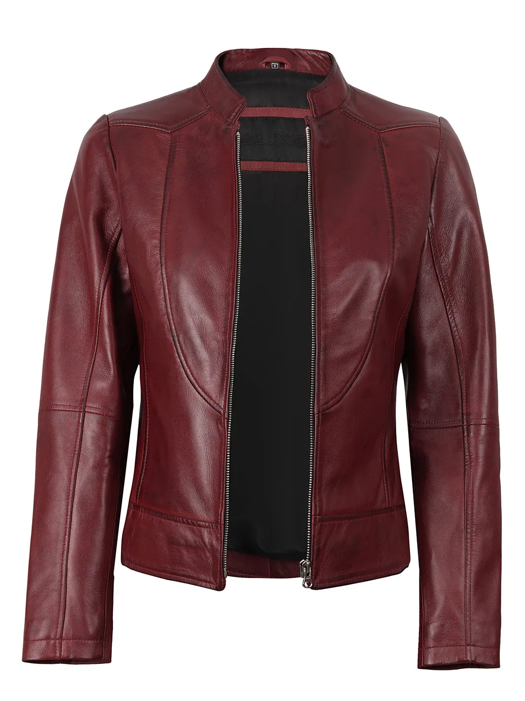 Amy Women's Maroon Leather Jacket