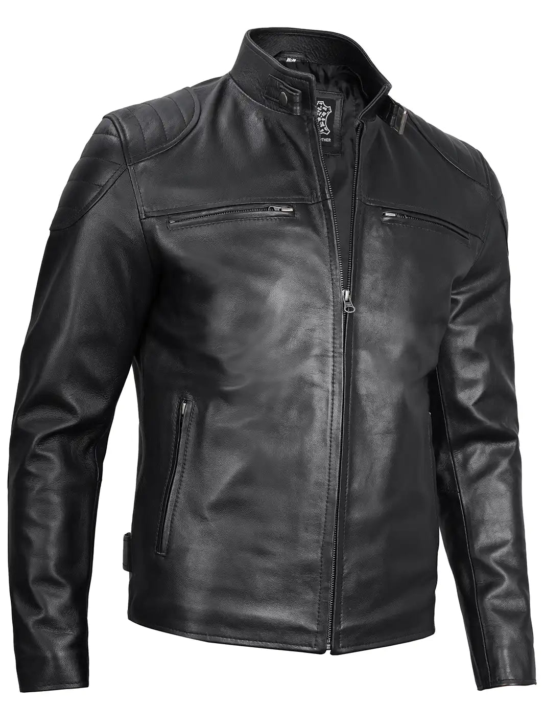 Vermont Men's Black Biker Style Leather Jacket
