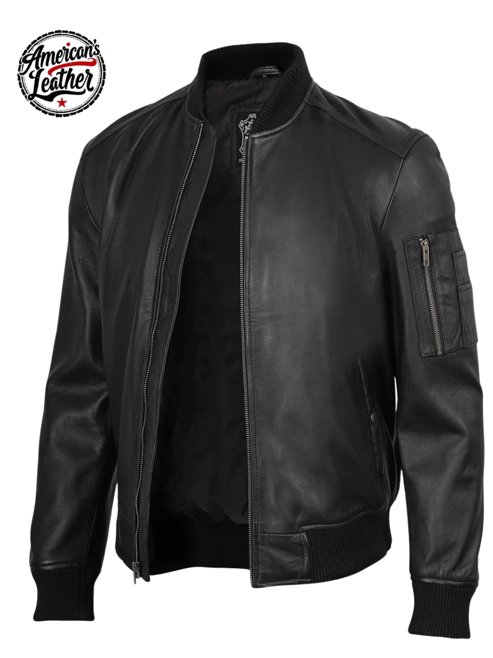Bryan Mens Black Real Lambskin Bomber Leather Jacket