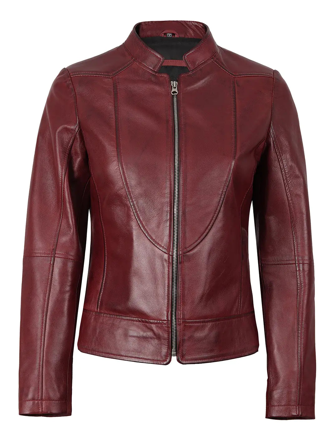 Amy Women's Maroon Leather Jacket