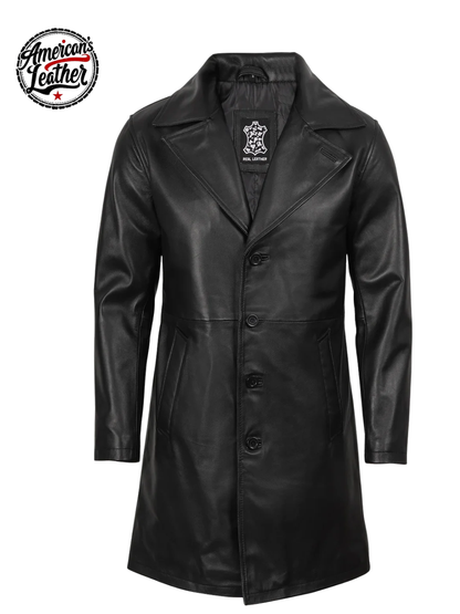 Jackson Men's Black 3/4 Length Real Leather Car Coat