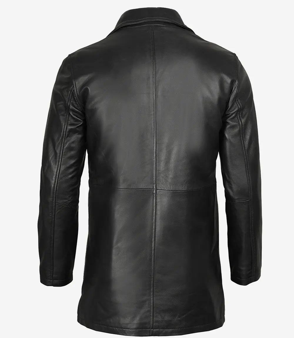 Winchester Men's Black 3 4 Length Leather Car Coat