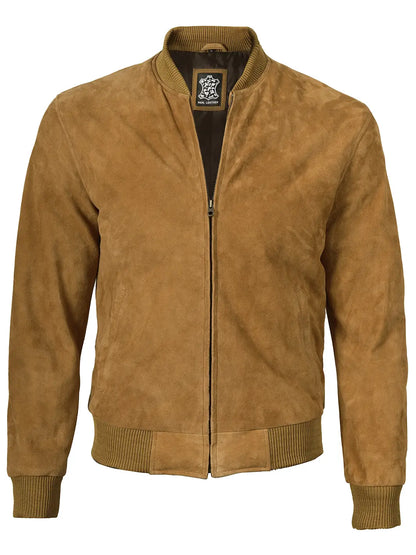 Adamsville Mens Brown Bomber Suede Jacket