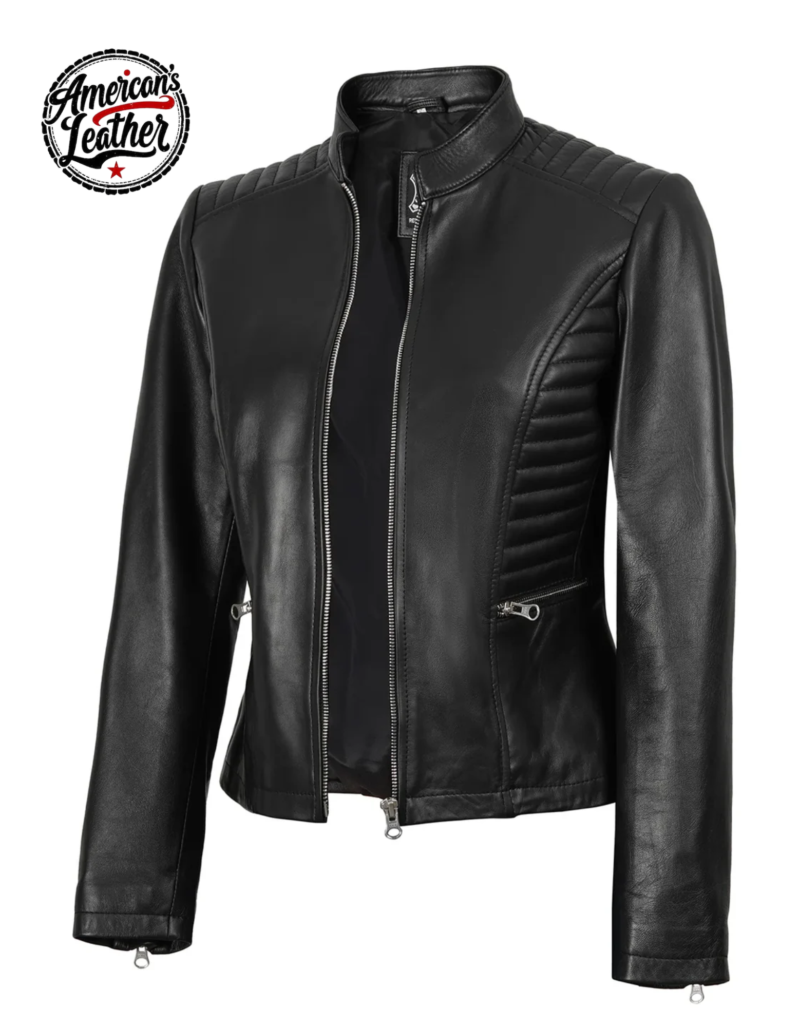 Rachel Women's Black Cafe Racer Style Leather Jacket