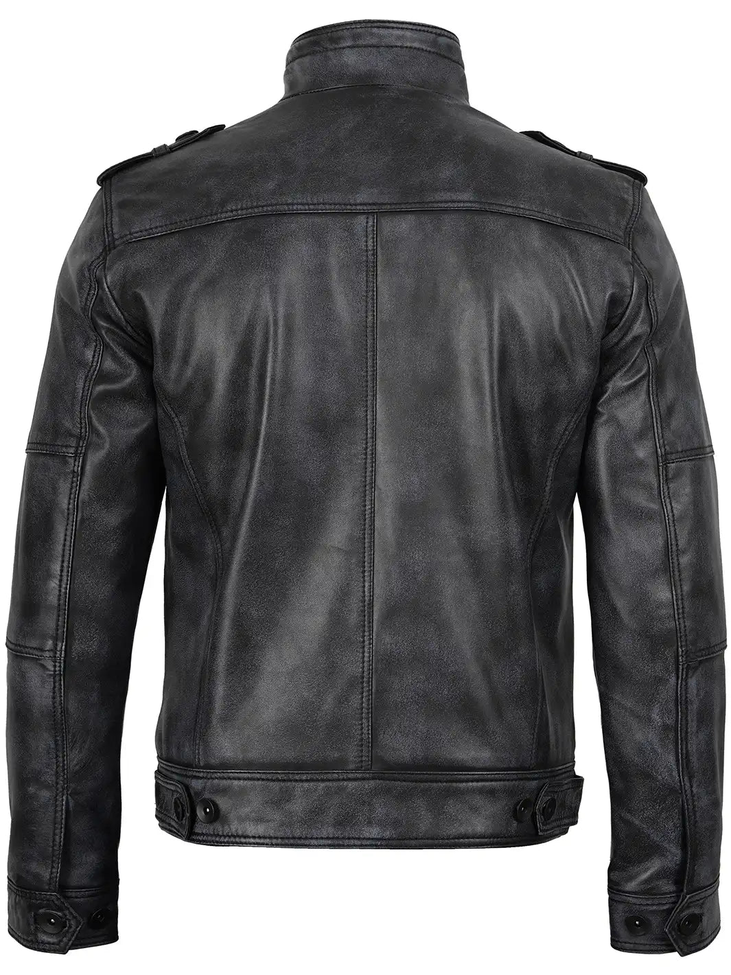 Tavares Mens Distressed Black Leather Biker Style Jacket