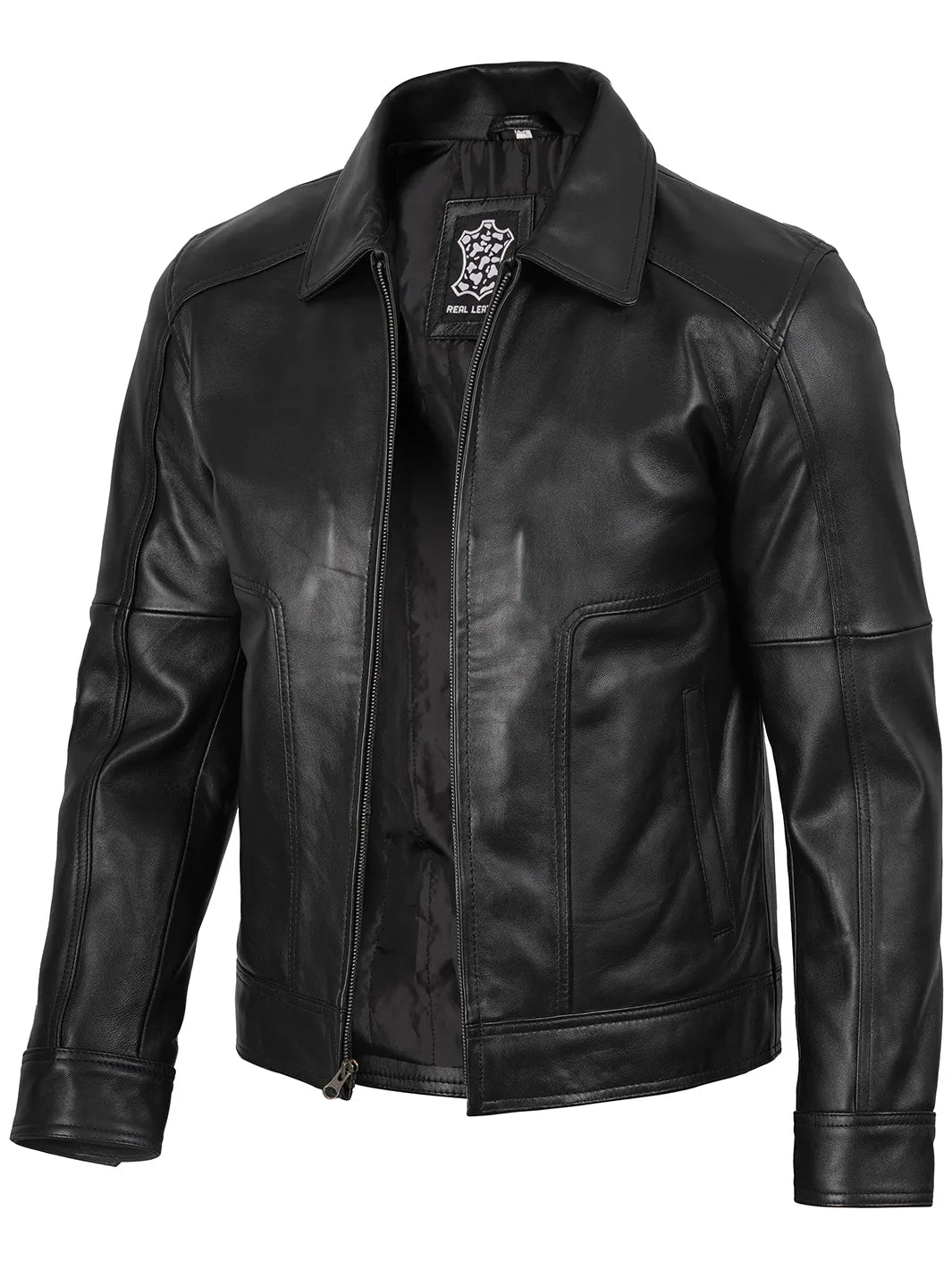 Thomas Men's Harrington Vintage Black Leather Jacket