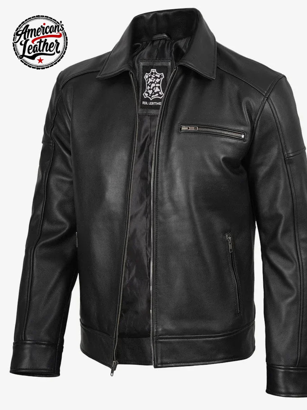 Tony Men's Black Harrington Real Leather Jacket
