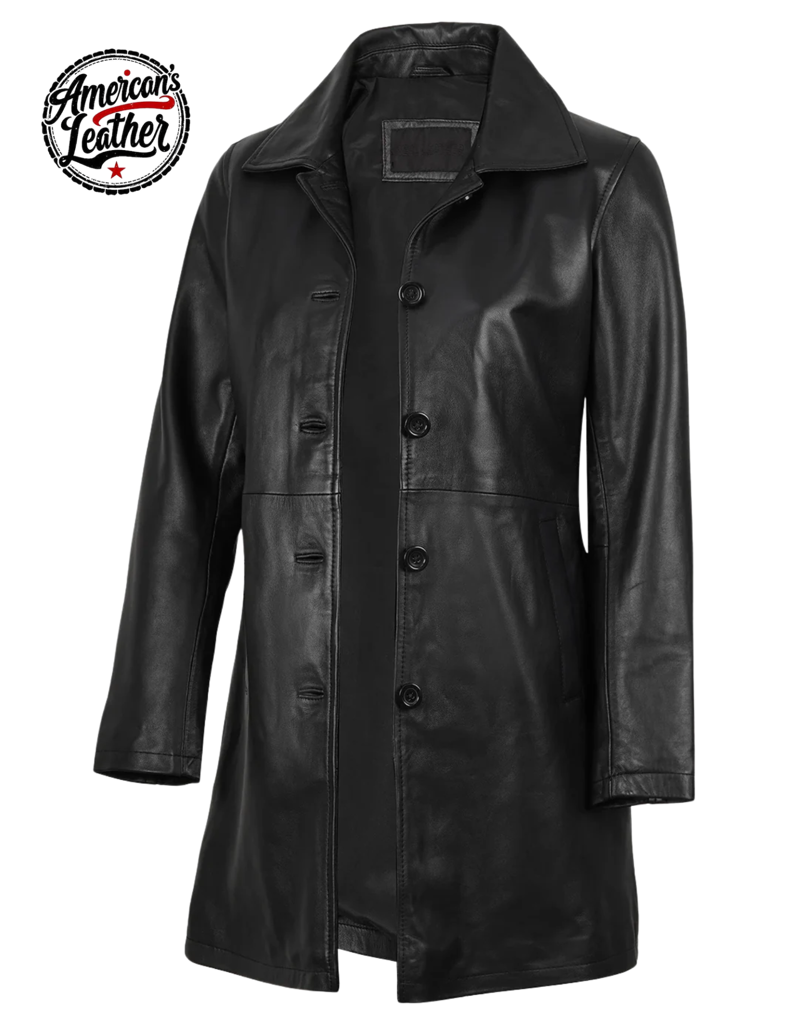 Winchester Womens Black Leather 3 4 Length Car Coat