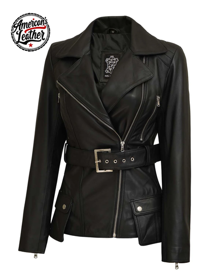Women's Asymmetrical Black Leather Jacket