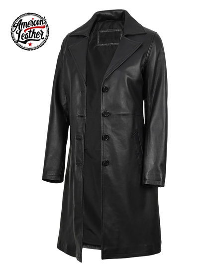 Women's Black Real Leather Car Coat