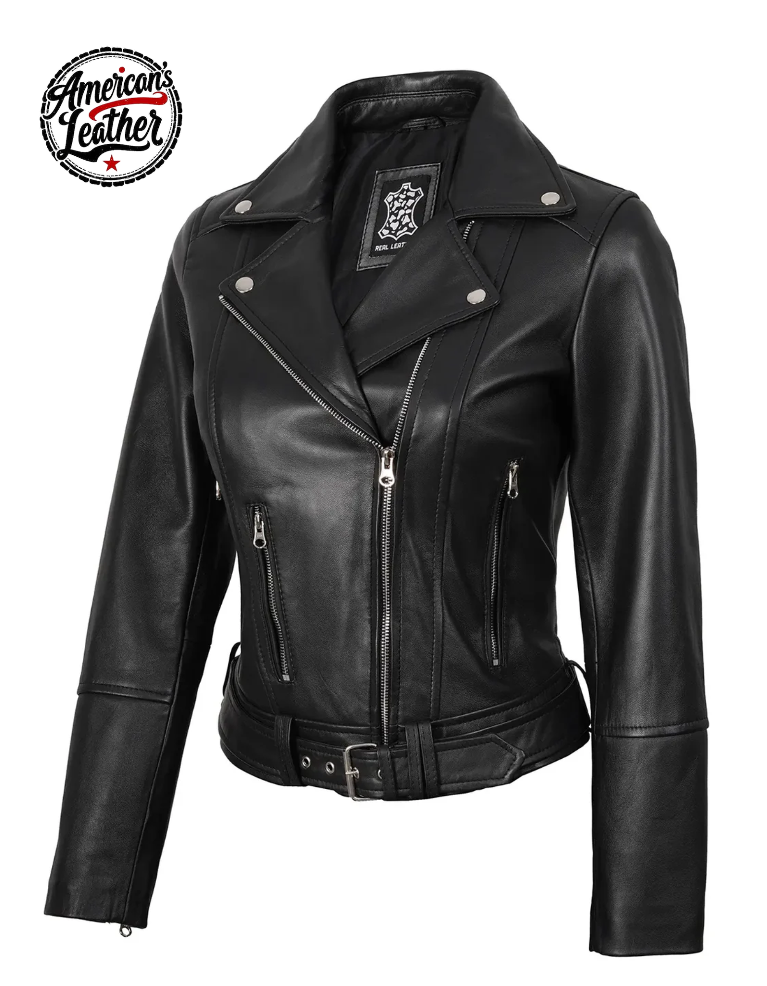 Womens Asymmetrical Black Biker Style Leather Jacket